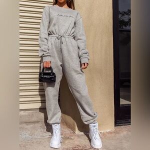 PrettyLittleThing Gray Jumpsuit